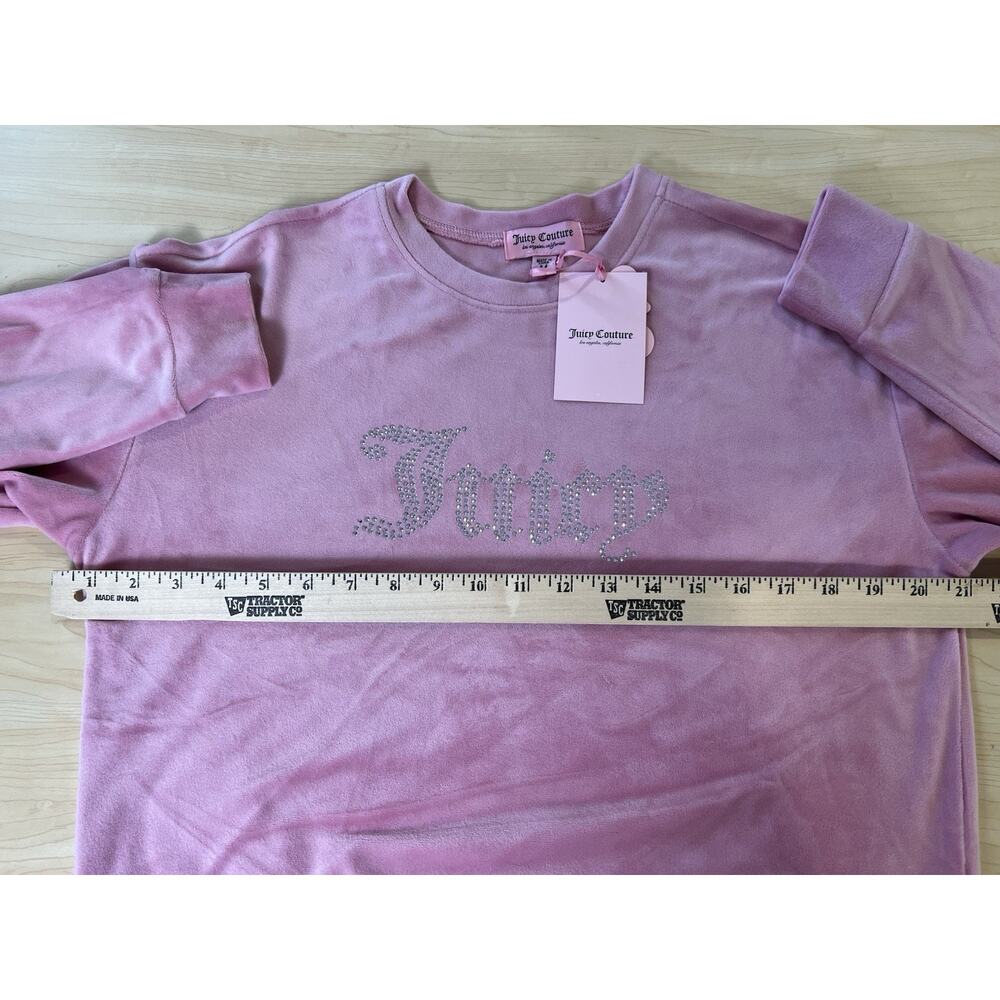 JUICY COUTURE 2 Pc Jogging Track Set Medium Top Pants Velour Rose Pink Bling NWT - Picture 10 of 16